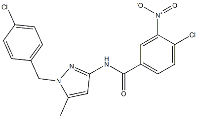 4-chloro-N-[1-[(4-chlorophenyl)methyl]-5-methylpyrazol-3-yl]-3-nitrobenzamide Struktur