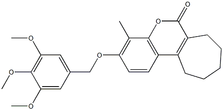 4-methyl-3-[(3,4,5-trimethoxyphenyl)methoxy]-8,9,10,11-tetrahydro-7H-cyclohepta[c]chromen-6-one Struktur