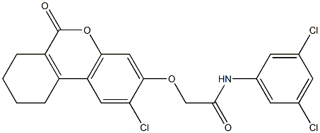 2-[(2-chloro-6-oxo-7,8,9,10-tetrahydrobenzo[c]chromen-3-yl)oxy]-N-(3,5-dichlorophenyl)acetamide Struktur