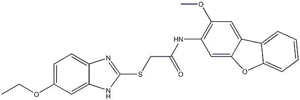 2-[(6-ethoxy-1H-benzimidazol-2-yl)sulfanyl]-N-(2-methoxydibenzofuran-3-yl)acetamide Struktur