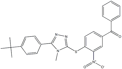 [4-[[5-(4-tert-butylphenyl)-4-methyl-1,2,4-triazol-3-yl]sulfanyl]-3-nitrophenyl]-phenylmethanone Struktur