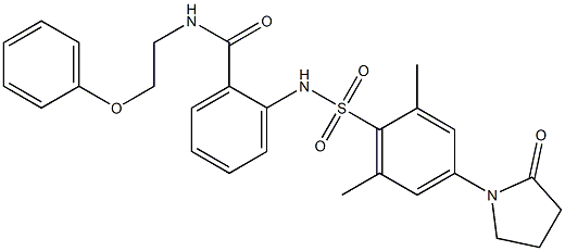 2-[[2,6-dimethyl-4-(2-oxopyrrolidin-1-yl)phenyl]sulfonylamino]-N-(2-phenoxyethyl)benzamide Struktur