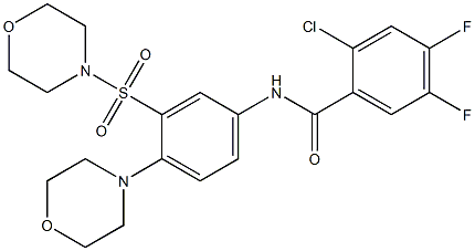 2-chloro-4,5-difluoro-N-(4-morpholin-4-yl-3-morpholin-4-ylsulfonylphenyl)benzamide Struktur