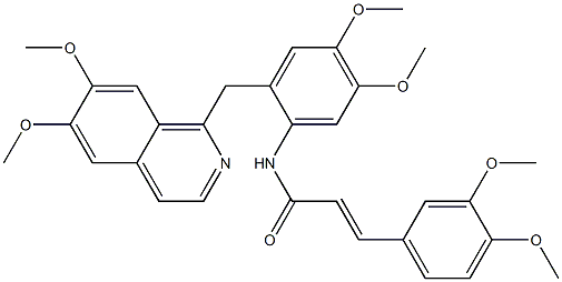 (E)-N-[2-[(6,7-dimethoxyisoquinolin-1-yl)methyl]-4,5-dimethoxyphenyl]-3-(3,4-dimethoxyphenyl)prop-2-enamide Struktur