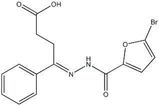 (4E)-4-[(5-bromofuran-2-carbonyl)hydrazinylidene]-4-phenylbutanoic acid Struktur