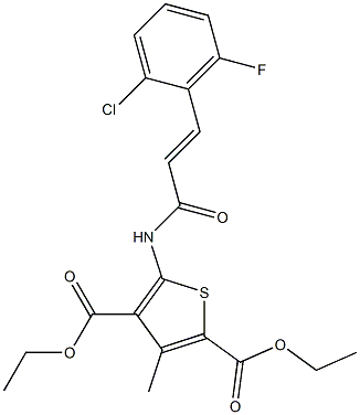 diethyl 5-[[(E)-3-(2-chloro-6-fluorophenyl)prop-2-enoyl]amino]-3-methylthiophene-2,4-dicarboxylate Struktur