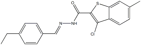 3-chloro-N-[(E)-(4-ethylphenyl)methylideneamino]-6-methyl-1-benzothiophene-2-carboxamide Struktur