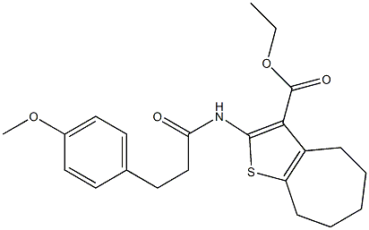 ethyl 2-[3-(4-methoxyphenyl)propanoylamino]-5,6,7,8-tetrahydro-4H-cyclohepta[b]thiophene-3-carboxylate Struktur