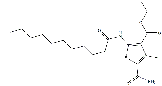 ethyl 5-carbamoyl-2-(dodecanoylamino)-4-methylthiophene-3-carboxylate Struktur