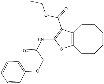 ethyl 2-[(2-phenoxyacetyl)amino]-4,5,6,7,8,9-hexahydrocycloocta[b]thiophene-3-carboxylate Struktur