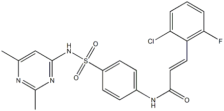 (E)-3-(2-chloro-6-fluorophenyl)-N-[4-[(2,6-dimethylpyrimidin-4-yl)sulfamoyl]phenyl]prop-2-enamide Struktur