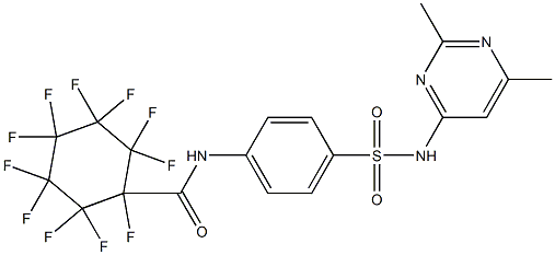 N-[4-[(2,6-dimethylpyrimidin-4-yl)sulfamoyl]phenyl]-1,2,2,3,3,4,4,5,5,6,6-undecafluorocyclohexane-1-carboxamide Struktur