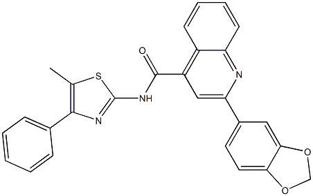 2-(1,3-benzodioxol-5-yl)-N-(5-methyl-4-phenyl-1,3-thiazol-2-yl)quinoline-4-carboxamide Struktur