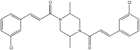 (E)-3-(3-chlorophenyl)-1-[4-[(E)-3-(3-chlorophenyl)prop-2-enoyl]-2,5-dimethylpiperazin-1-yl]prop-2-en-1-one Struktur