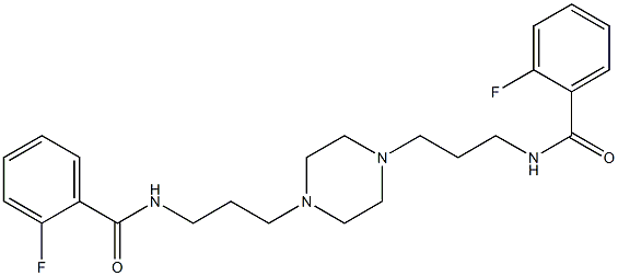 2-fluoro-N-[3-[4-[3-[(2-fluorobenzoyl)amino]propyl]piperazin-1-yl]propyl]benzamide Struktur