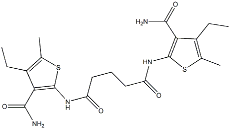 N,N'-bis(3-carbamoyl-4-ethyl-5-methylthiophen-2-yl)pentanediamide Struktur