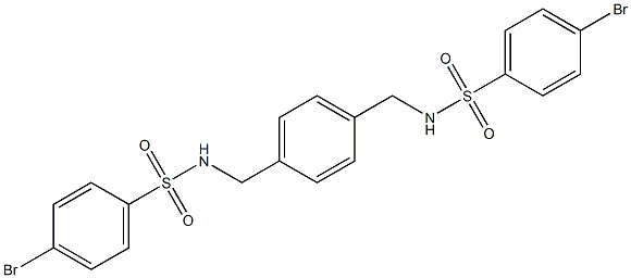 4-bromo-N-[[4-[[(4-bromophenyl)sulfonylamino]methyl]phenyl]methyl]benzenesulfonamide Struktur