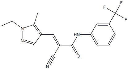 (E)-2-cyano-3-(1-ethyl-5-methylpyrazol-4-yl)-N-[3-(trifluoromethyl)phenyl]prop-2-enamide Struktur