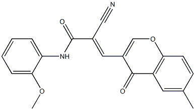 (E)-2-cyano-N-(2-methoxyphenyl)-3-(6-methyl-4-oxochromen-3-yl)prop-2-enamide Struktur