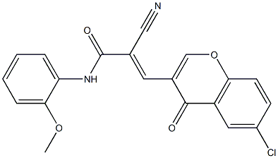 (E)-3-(6-chloro-4-oxochromen-3-yl)-2-cyano-N-(2-methoxyphenyl)prop-2-enamide Struktur