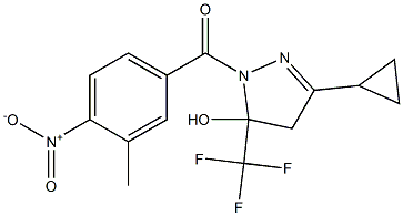 [3-cyclopropyl-5-hydroxy-5-(trifluoromethyl)-4H-pyrazol-1-yl]-(3-methyl-4-nitrophenyl)methanone Struktur