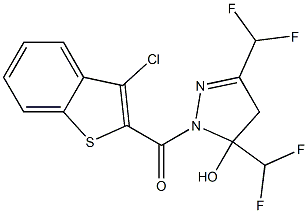 [3,5-bis(difluoromethyl)-5-hydroxy-4H-pyrazol-1-yl]-(3-chloro-1-benzothiophen-2-yl)methanone Struktur