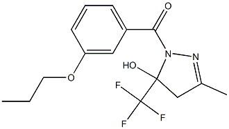 [5-hydroxy-3-methyl-5-(trifluoromethyl)-4H-pyrazol-1-yl]-(3-propoxyphenyl)methanone Struktur