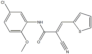 (E)-N-(5-chloro-2-methoxyphenyl)-2-cyano-3-thiophen-2-ylprop-2-enamide Struktur