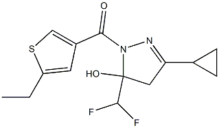 [3-cyclopropyl-5-(difluoromethyl)-5-hydroxy-4H-pyrazol-1-yl]-(5-ethylthiophen-3-yl)methanone Struktur