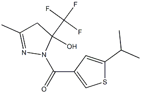 [5-hydroxy-3-methyl-5-(trifluoromethyl)-4H-pyrazol-1-yl]-(5-propan-2-ylthiophen-3-yl)methanone Struktur