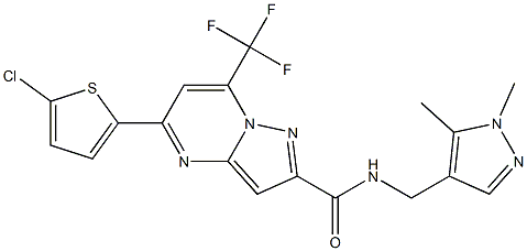 5-(5-chlorothiophen-2-yl)-N-[(1,5-dimethylpyrazol-4-yl)methyl]-7-(trifluoromethyl)pyrazolo[1,5-a]pyrimidine-2-carboxamide Struktur