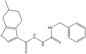 1-benzyl-3-[(6-methyl-4,5,6,7-tetrahydro-1-benzothiophene-3-carbonyl)amino]thiourea Struktur