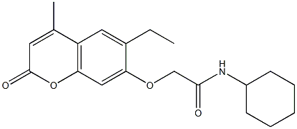 N-cyclohexyl-2-(6-ethyl-4-methyl-2-oxochromen-7-yl)oxyacetamide Struktur