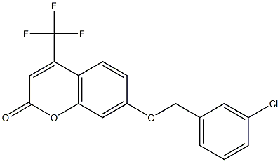 7-[(3-chlorophenyl)methoxy]-4-(trifluoromethyl)chromen-2-one Struktur