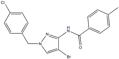 N-[4-bromo-1-[(4-chlorophenyl)methyl]pyrazol-3-yl]-4-methylbenzamide Struktur