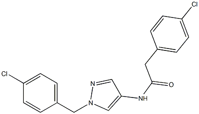 2-(4-chlorophenyl)-N-[1-[(4-chlorophenyl)methyl]pyrazol-4-yl]acetamide Struktur