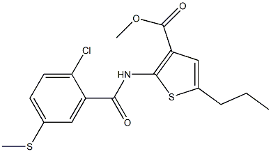 methyl 2-[(2-chloro-5-methylsulfanylbenzoyl)amino]-5-propylthiophene-3-carboxylate Struktur