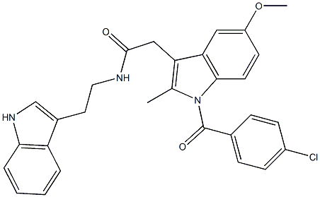 2-[1-(4-chlorobenzoyl)-5-methoxy-2-methylindol-3-yl]-N-[2-(1H-indol-3-yl)ethyl]acetamide Struktur