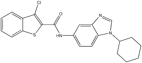 3-chloro-N-(1-cyclohexylbenzimidazol-5-yl)-1-benzothiophene-2-carboxamide Struktur