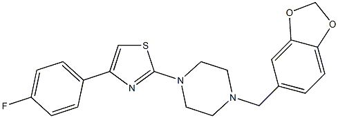 2-[4-(1,3-benzodioxol-5-ylmethyl)piperazin-1-yl]-4-(4-fluorophenyl)-1,3-thiazole Struktur