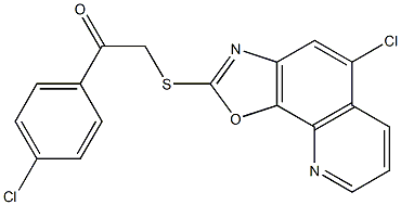 2-[(5-chloro-[1,3]oxazolo[4,5-h]quinolin-2-yl)sulfanyl]-1-(4-chlorophenyl)ethanone Struktur