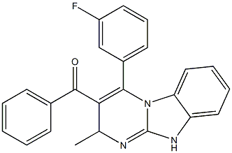 [4-(3-fluorophenyl)-2-methyl-2,10-dihydropyrimido[1,2-a]benzimidazol-3-yl]-phenylmethanone Struktur