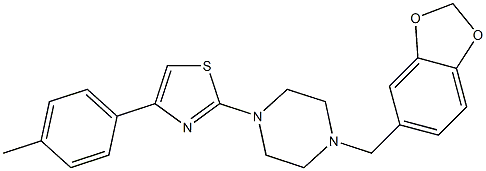 2-[4-(1,3-benzodioxol-5-ylmethyl)piperazin-1-yl]-4-(4-methylphenyl)-1,3-thiazole Struktur