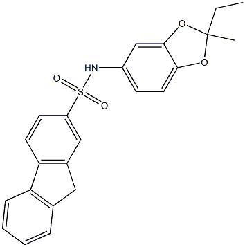 N-(2-ethyl-2-methyl-1,3-benzodioxol-5-yl)-9H-fluorene-2-sulfonamide Struktur