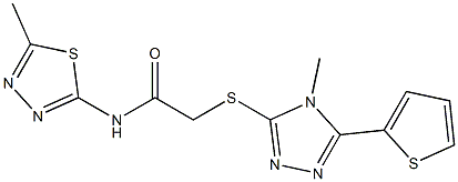 N-(5-methyl-1,3,4-thiadiazol-2-yl)-2-[(4-methyl-5-thiophen-2-yl-1,2,4-triazol-3-yl)sulfanyl]acetamide Struktur