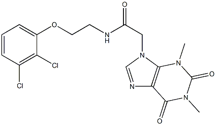 N-[2-(2,3-dichlorophenoxy)ethyl]-2-(1,3-dimethyl-2,6-dioxopurin-9-yl)acetamide Struktur