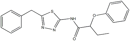 N-(5-benzyl-1,3,4-thiadiazol-2-yl)-2-phenoxybutanamide Struktur