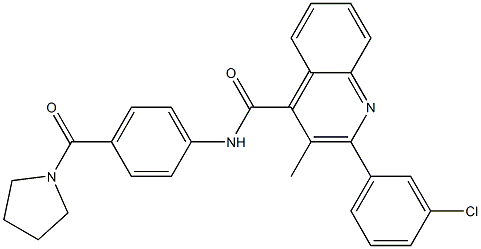 2-(3-chlorophenyl)-3-methyl-N-[4-(pyrrolidine-1-carbonyl)phenyl]quinoline-4-carboxamide Struktur