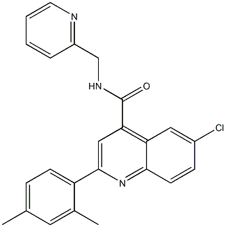 6-chloro-2-(2,4-dimethylphenyl)-N-(pyridin-2-ylmethyl)quinoline-4-carboxamide Struktur