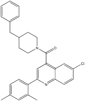 (4-benzylpiperidin-1-yl)-[6-chloro-2-(2,4-dimethylphenyl)quinolin-4-yl]methanone Struktur